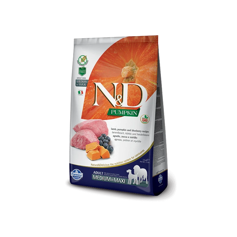 FARMINA N&D PUMPKIN Grain Free Adult Medio Maxi Agnello Zucca E Mirtillo 12 Kg 3 FARMINA N&D PUMPKIN Grain Free Adult Medio Maxi Agnello Zucca E Mirtillo 12 Kg