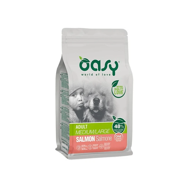 OASY One Animal Protein Adult Medium&Large Con Salmone 12 Kg. 3 OASY One Animal Protein Adult Medium&Large Con Salmone 12 Kg.