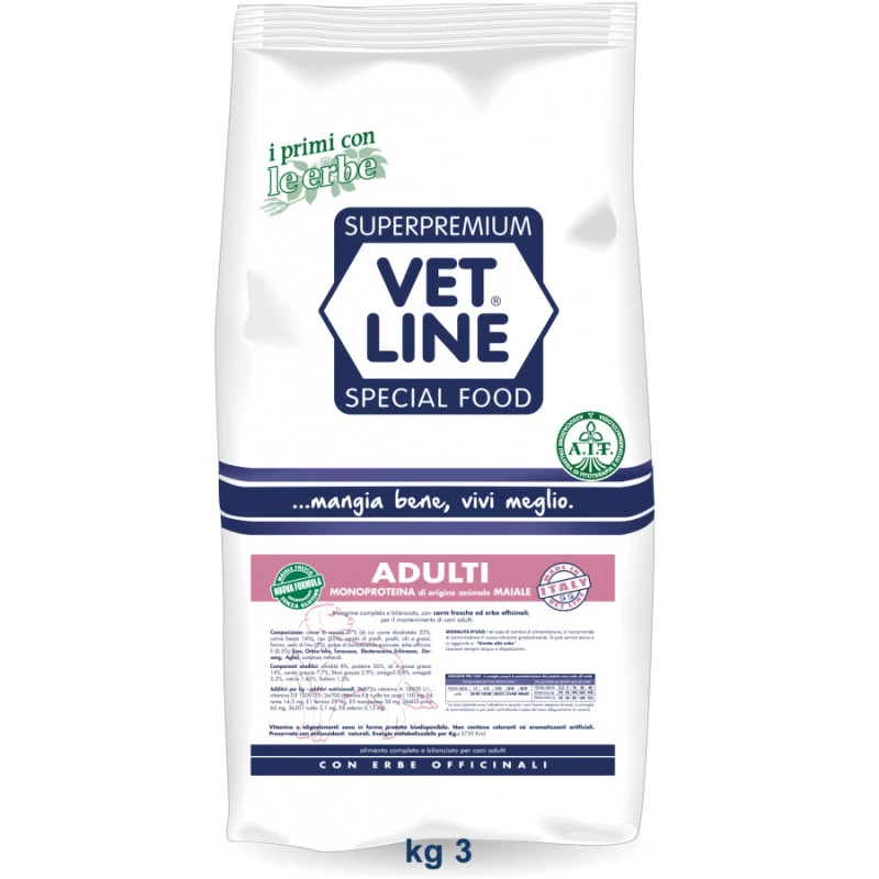 VET LINE Adulti Maiale 3 Kg. 3 VET LINE Adulti Maiale 3 Kg.